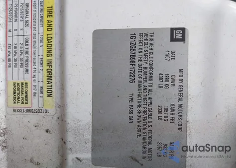 2008 Chevrolet Malibu Ls из США, поврежденный, VIN 1G1ZG57B98F172276